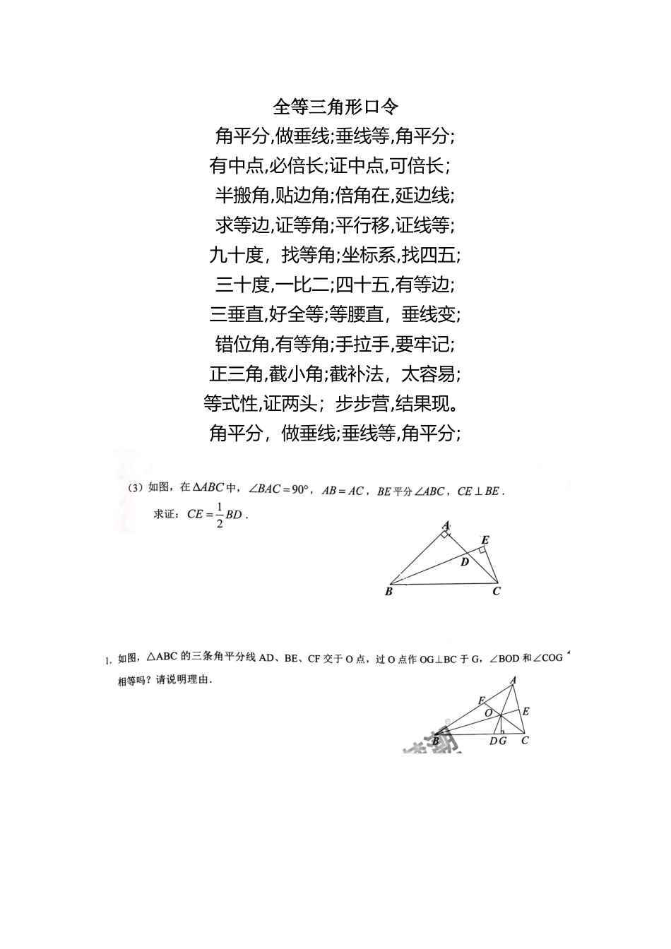 全等三角形证明口诀及针对性练习_第1页