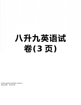 八升九英语试卷