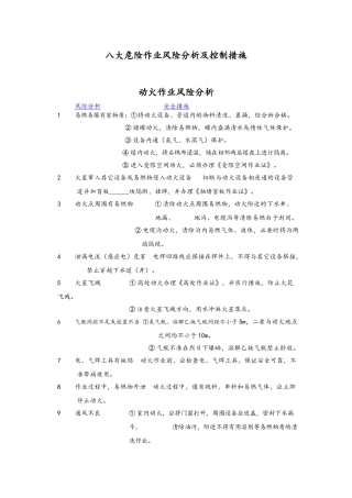 八大危险作业风险分析及控制措施