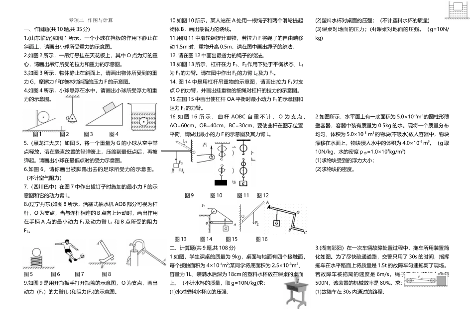 八年级下册物理专项作图与计算_第2页