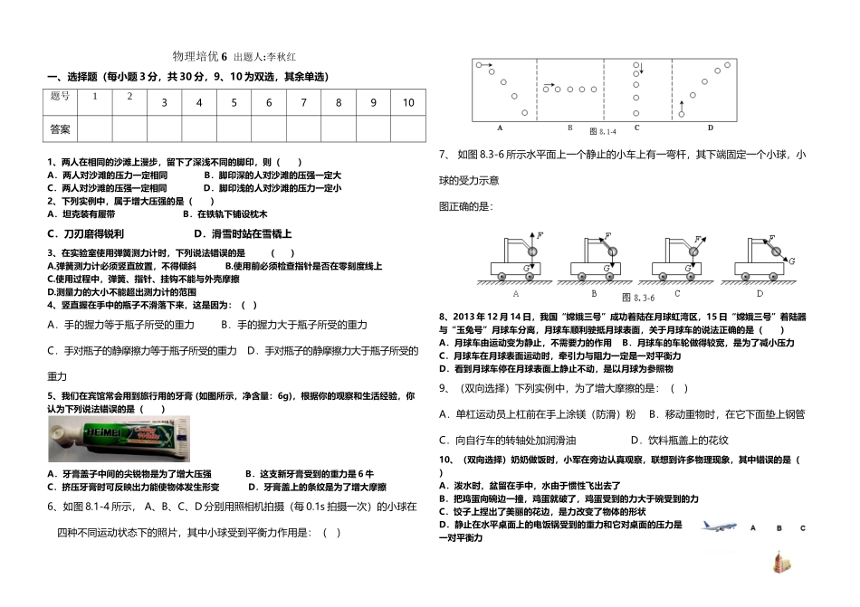 八年级物理下学期培优试题_第2页