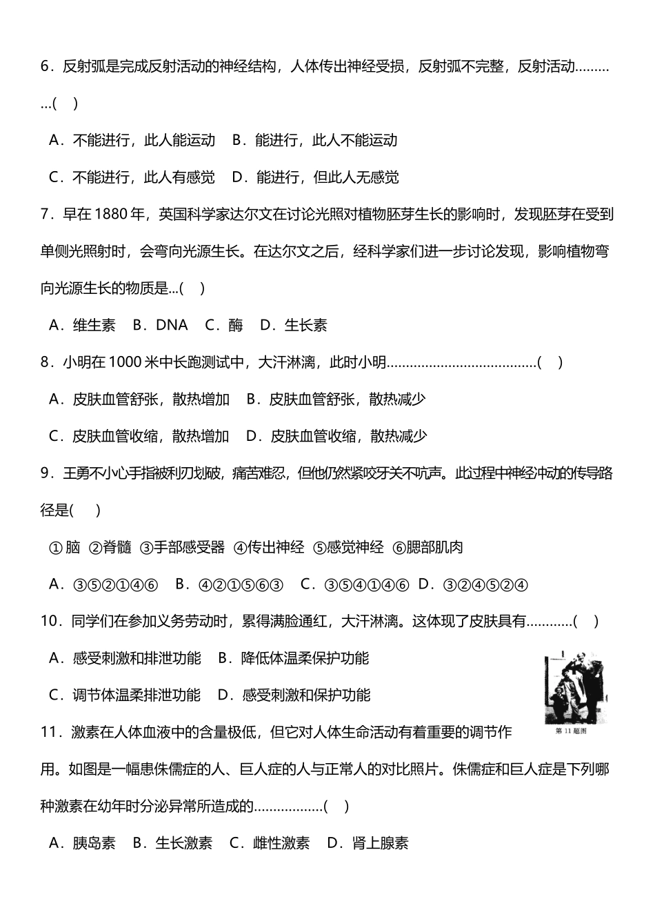 八年级科学上册第三章测试题_第3页
