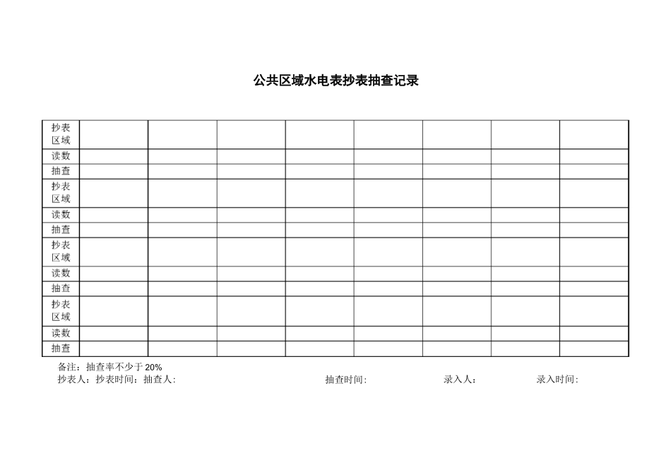 公共区域水电表抄表抽查记录_第1页