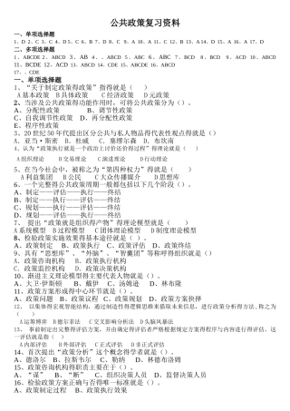 公共政策复习资料