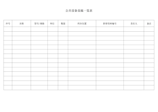 公共设备设施一览表