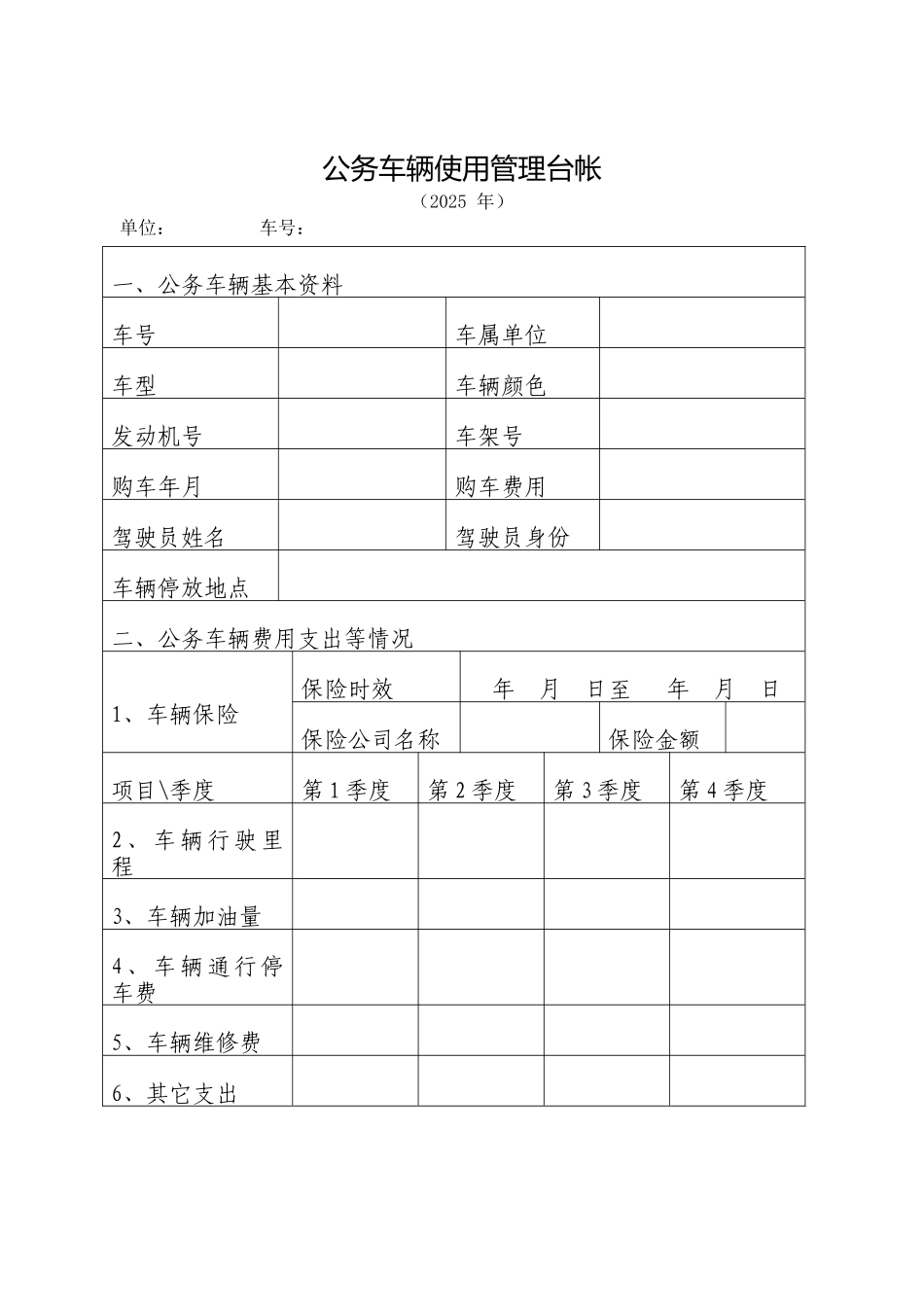 公务车辆使用管理台帐_第1页