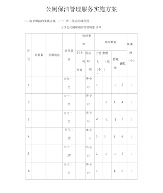 公厕保洁管理服务实施方案2