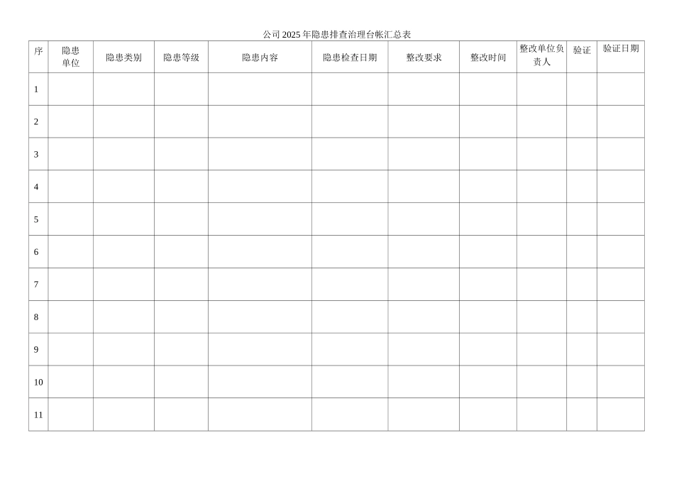 公司2025年隐患排查治理台帐表_第1页