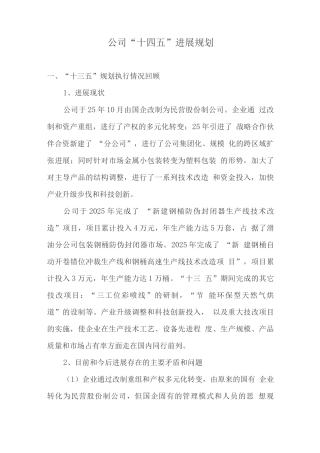 公司“十四五”发展规划