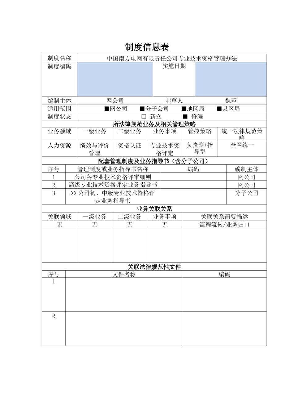 公司专业技术资格管理办法信息表_第1页