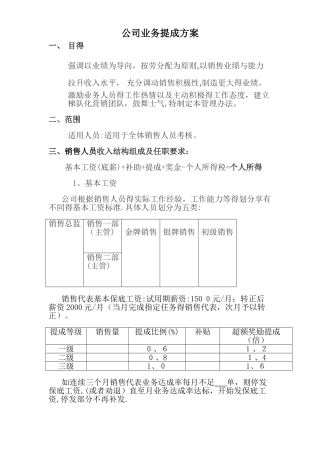 公司业务提成方案