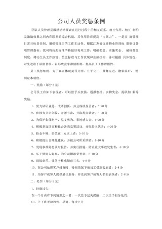 公司人员奖惩条例