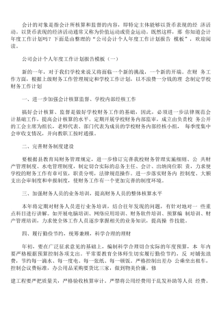 公司会计个人年度工作计划报告模板