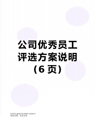 公司优秀员工评选方案说明