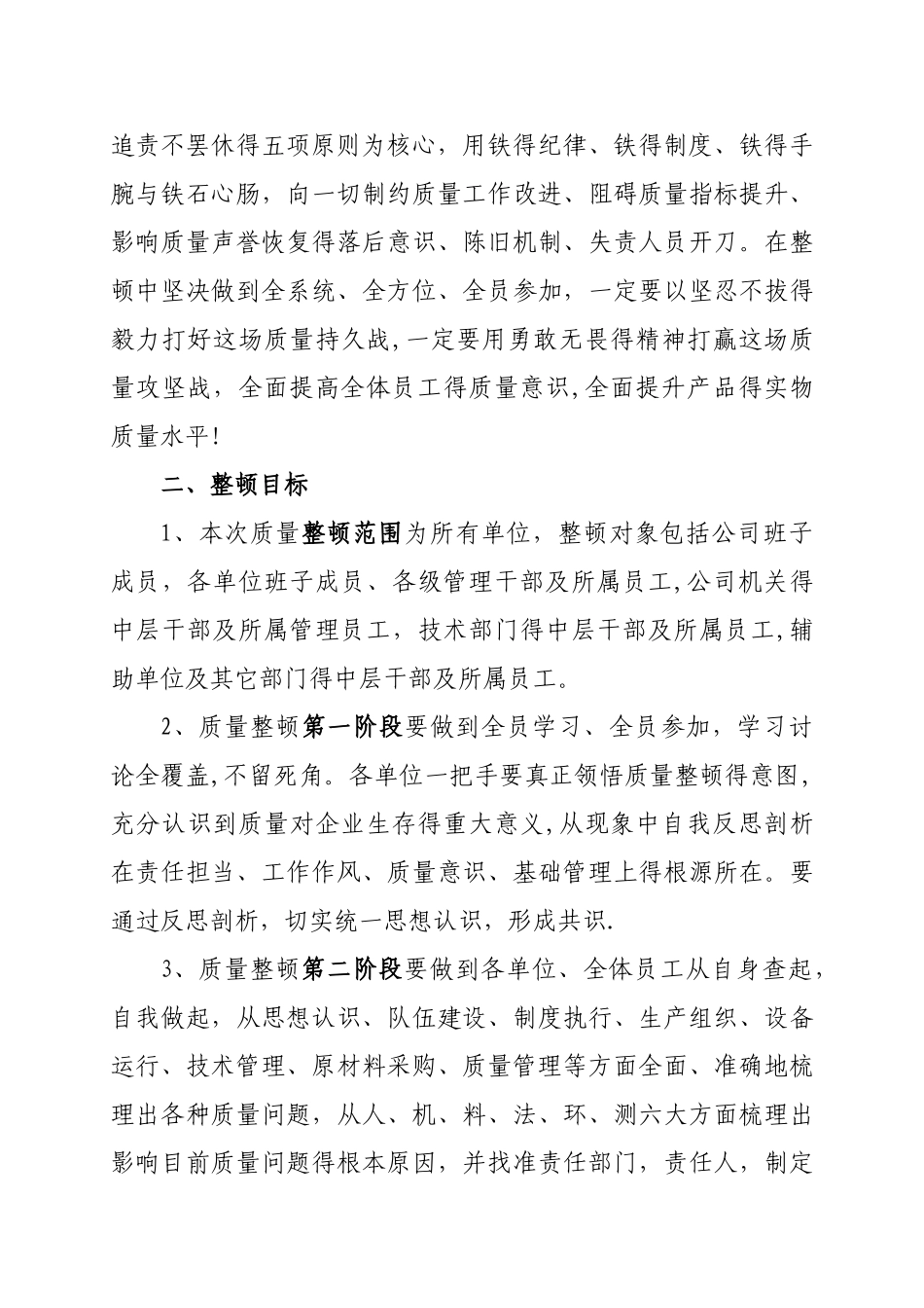 公司全面质量整顿工作推动方案_第2页