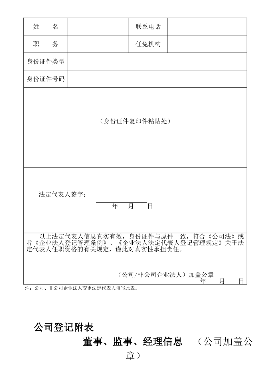 公司变更法定代表人登记申请书_第3页