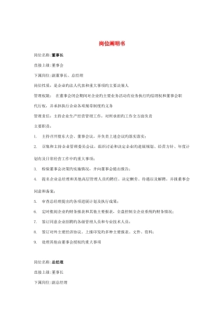 公司各岗位职务说明书