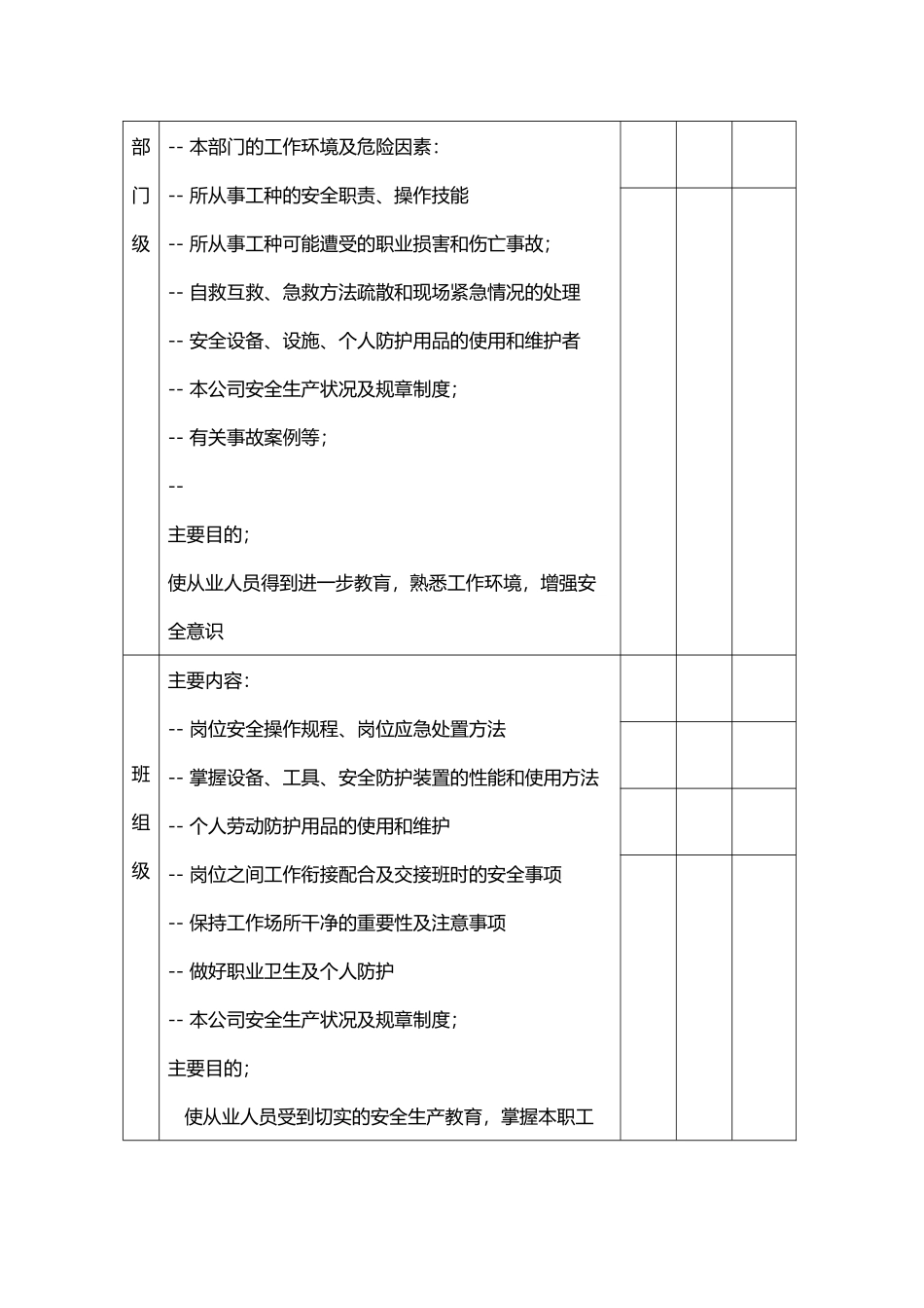 公司员工三级安全教育培训表_第3页