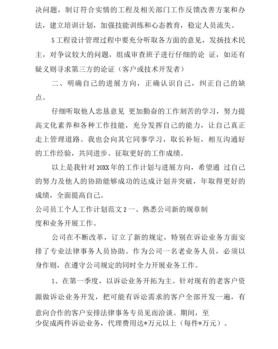 公司员工个人工作计划范文_第2页