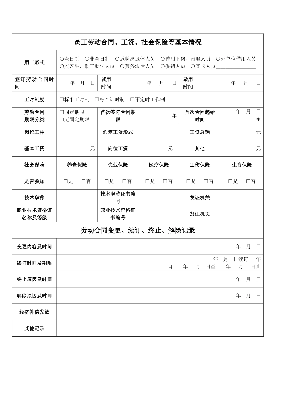 公司员工入职登记表范本_第2页