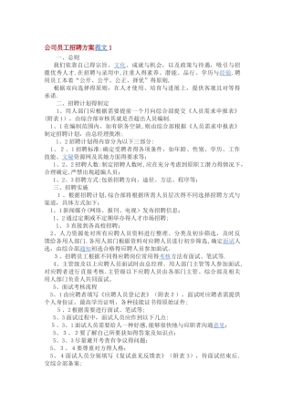 公司员工招聘方案