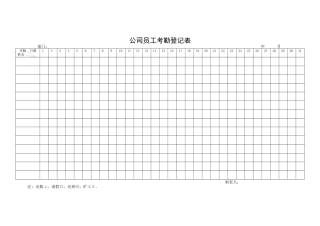 公司员工考勤登记表