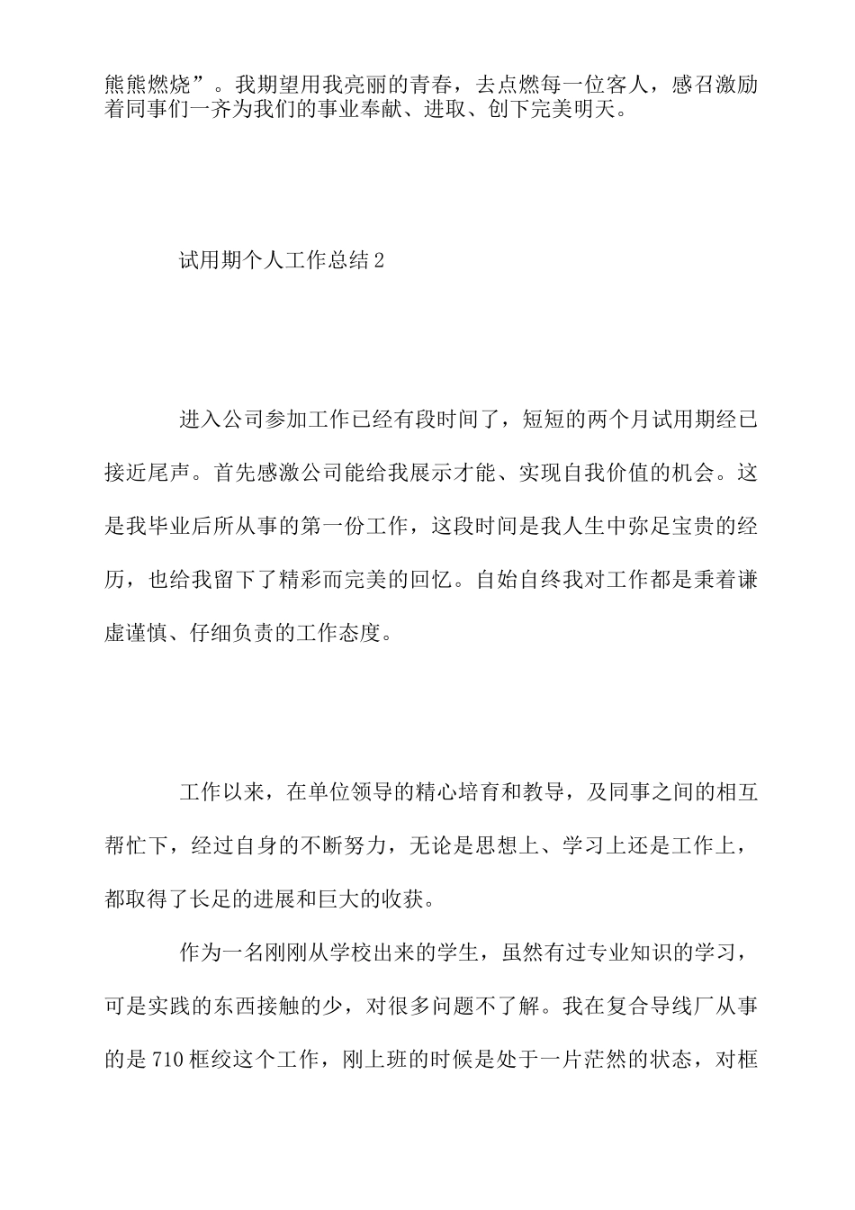 公司员工试用期个人工作总结范文-试用期工作总结5篇_第3页