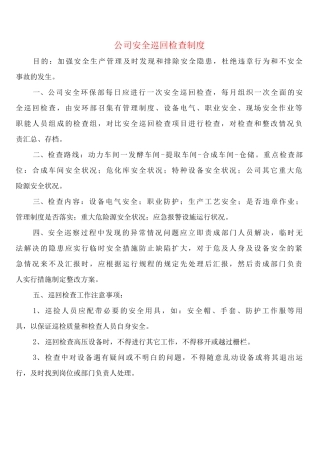 公司安全巡回检查制度