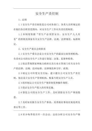 公司安全生产责任制