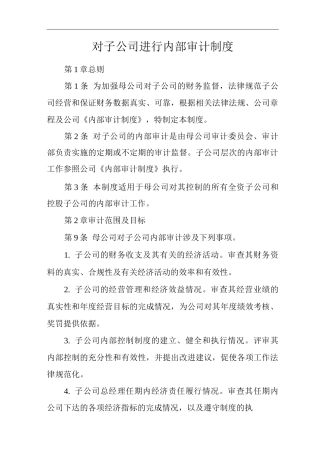 公司对子公司进行内部审计制度