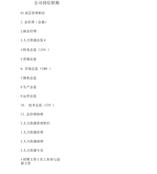 公司岗位职称