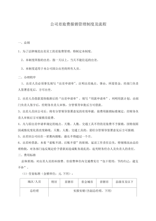 公司差旅费报销管理制度及流程