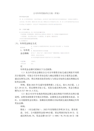 公司年终优秀评奖方案