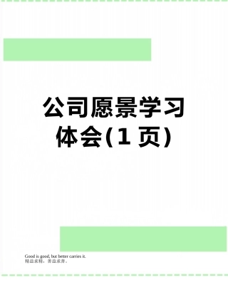 公司愿景学习体会