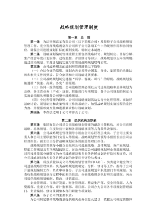 公司战略规划管理制度