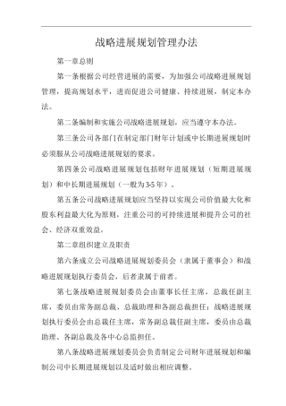 公司战略发展规划管理办法