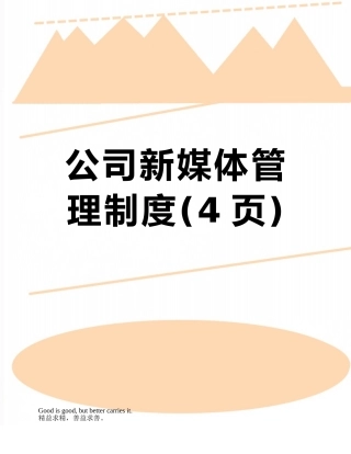 公司新媒体管理制度