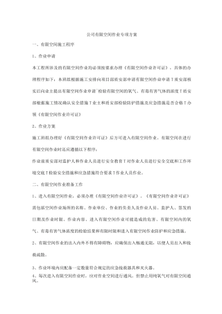 公司有限空间作业专项方案