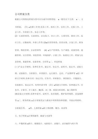 公司档案分类