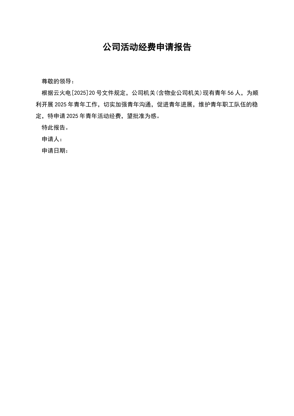 公司活动经费申请报告_第1页