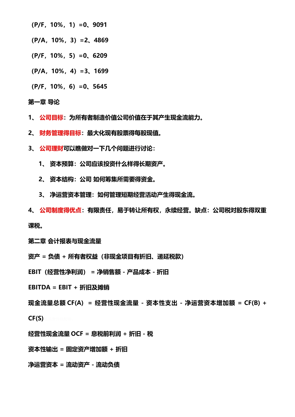 公司理财要点整理_第1页