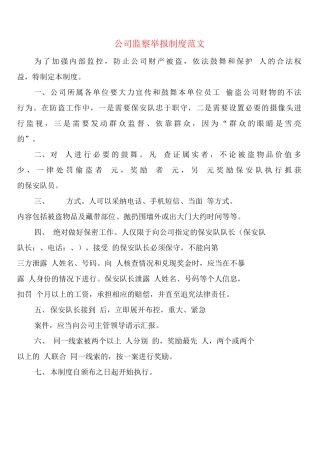 公司监察举报制度范文
