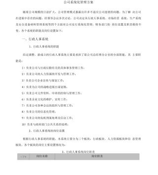 公司系统化管理方案
