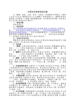 公司职工文体活动方案
