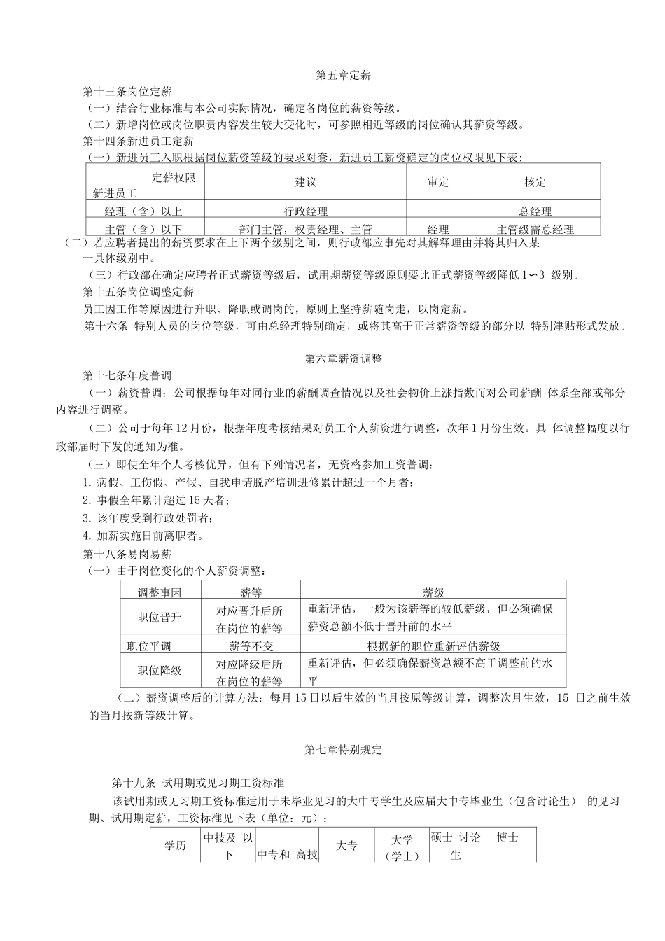 公司薪酬管理制度修订版_第3页