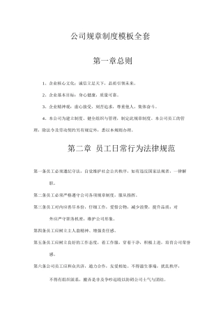 公司规章制度模板全套