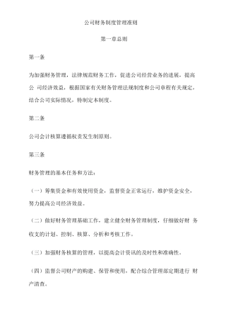 公司财务制度管理准则