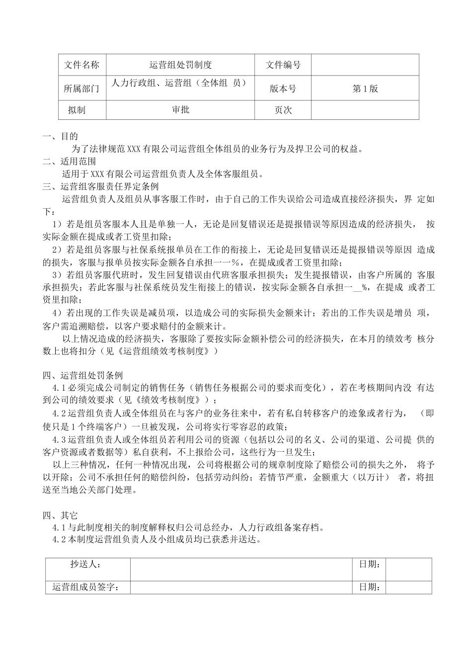 公司运营部处罚制度_第1页