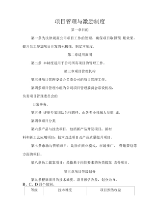 公司项目管理与激励制度
