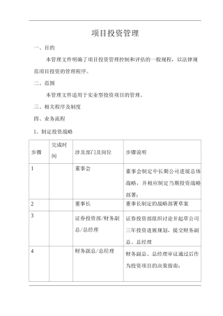 公司项目投资管理